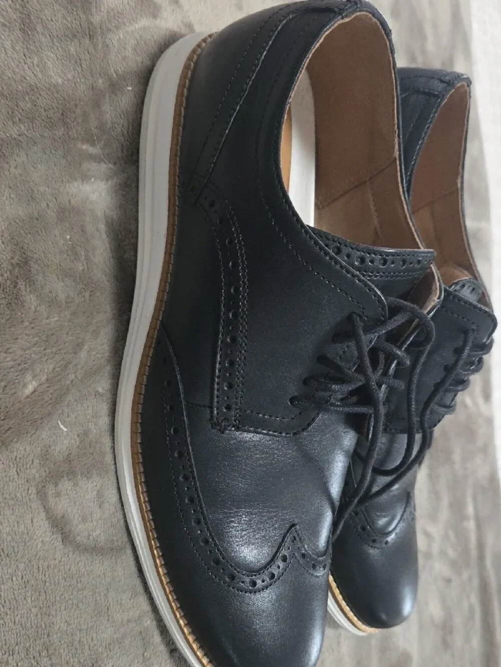 Cole Haan Black Leather Wingtip Oxfords